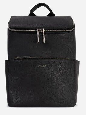 MATT & NAT Black Back Pack, silver hardware, unisex